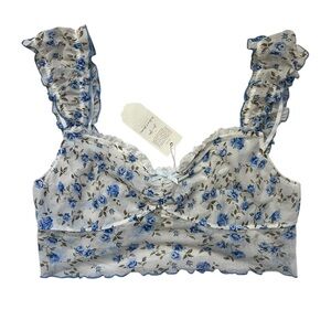 For Love And Lemons Blue Floral Top